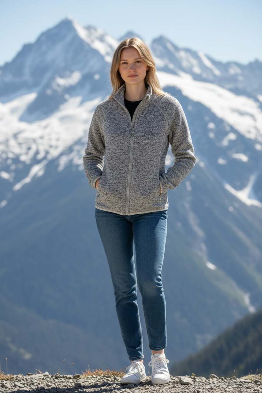 Eddie Bauer Women's Gray Radiator Full-Zip Sweater Fleece Jacket Size Large